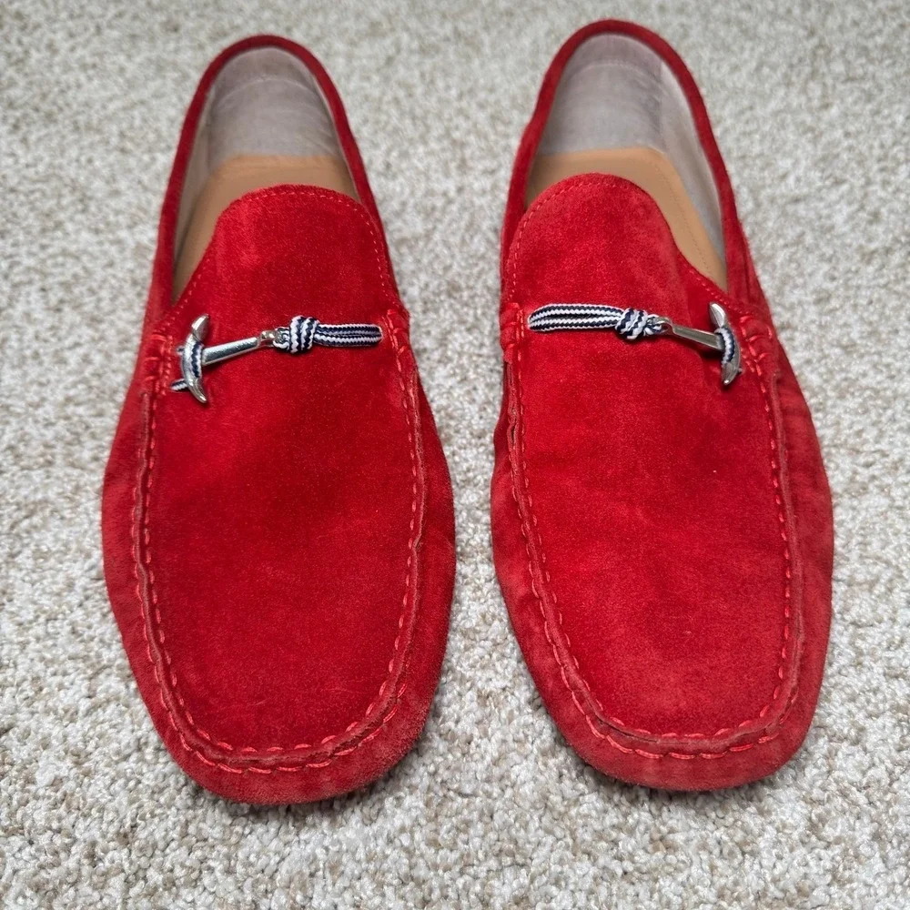 Aldo‎ Mens Red Suede Driving Loafers Anchor Bit Slip On Shoes Size 10 US 43 EUR